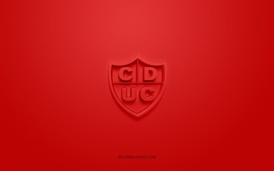 Union Comercio, creative 3D logo, red background, Peruvian Primera Division, 3d emblem, Peruvian football club, Nueva Cajamarca, Peru, 3d art, Liga 1, football, Union Comercio 3d logo