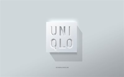 uniqlo logotyp, vit bakgrund, uniqlo 3d logotyp, 3d konst, uniqlo, 3d uniqlo emblem