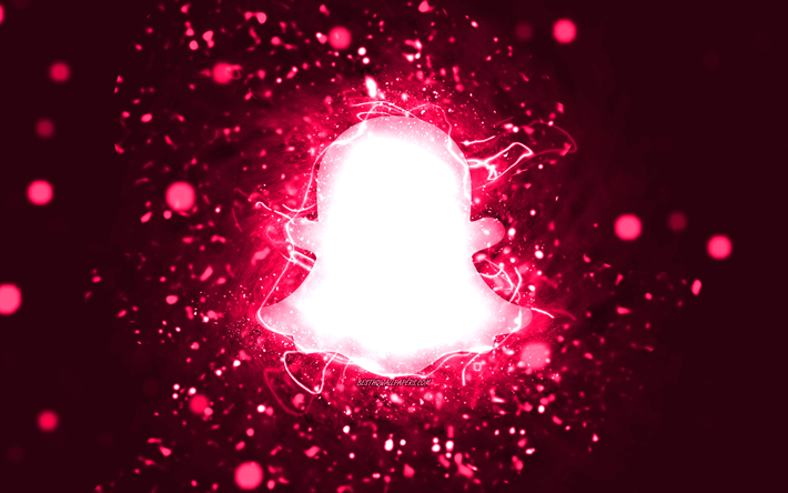 logo snapchat rosa, 4k, luci al neon rosa, sfondo astratto creativo, rosa, logo snapchat, social network, snapchat