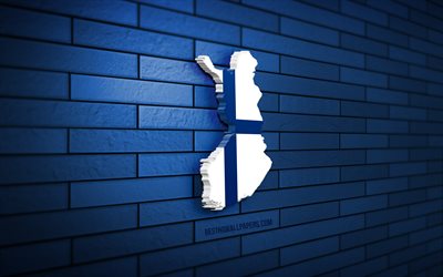 Finland map, 4k, red brickwall, European countries, Finland map silhouette, Finland flag, Europe, Finnish map, Finnish flag, Finland, flag of Finland, Finnish 3D map