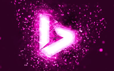 Bing purple logo, 4k, purple neon lights, creative, purple abstract background, Bing logo, search system, Bing