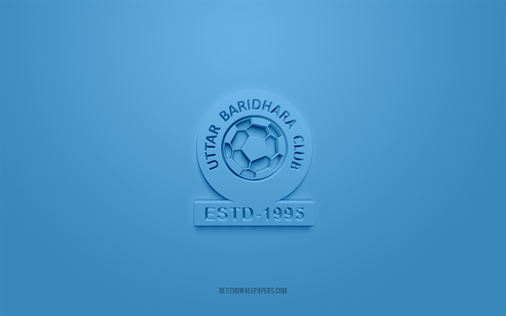 Uttar Baridhara SC, creative 3D logo, blue background, Bangladesh Premier League, 3d emblem, Bangladeshi football club, Bangladesh, 3d art, football, Uttar Baridhara SC 3d logo
