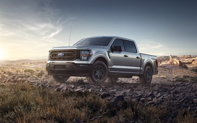 2023, Ford F-150 Rattler, 4k, front view, exterior, new F-150 silver, american cars, Ford