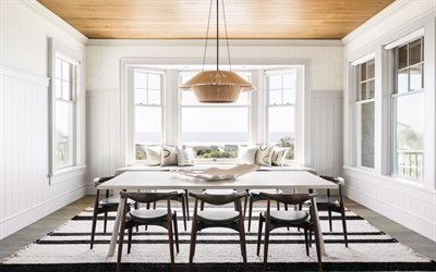 sala da pranzo interni, interni moderni, design, casa di campagna, grande tavolo da pranzo in stile inglese