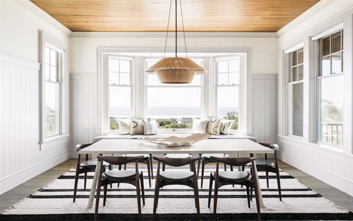 dining room interior, modern interior design, country house, large dining table, English style