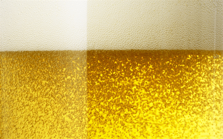 cerveza ligera textura, espuma de cerveza, las bebidas, la cerveza en un vaso, bebidas de textura