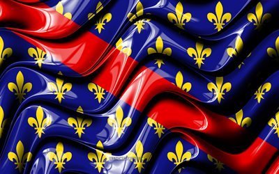 Bourbonnais flag, 4k, Provinces of France, administrative districts, Flag of Bourbonnais, 3D art, Bourbonnais, french provinces, Bourbonnais 3D flag, France, Europe