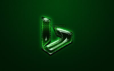 Yeşil logo, yeşil vintage arka plan, sanat, Bing, marka, cam logosu Bing, yaratıcı, Bing logosu