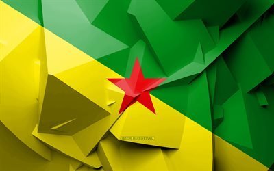 4k, Flaggan i franska Guyana, geometriska art, Sydamerikanska l&#228;nder, Franska Guyana flagga, kreativa, Franska Guyana, Sydamerika, Franska Guyana 3D-flagga, nationella symboler