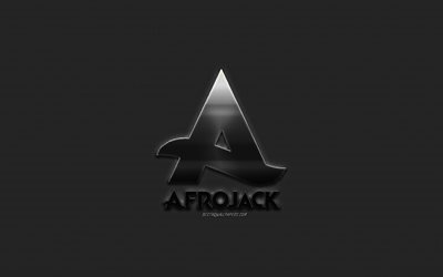 Afrojack, elegante logotipo met&#225;lico, metalizado fundo, malha de textura, Holand&#234;s DJ, Nick van de Wall