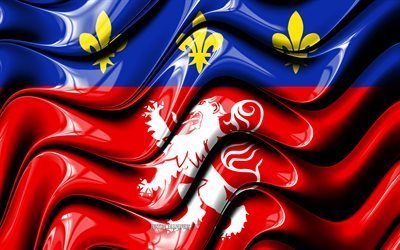 Lyonnais flag, 4k, Provinces of France, administrative districts, Flag of Lyonnais, 3D art, Lyonnais, french provinces, Lyonnais 3D flag, France, Europe