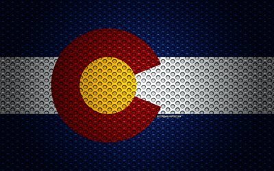 Flagga av Colorado, 4k, Amerikanska staten, kreativ konst, metalln&#228;t konsistens, Colorado flagga, nationell symbol, Colorado, USA, flags of American states