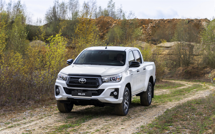 Toyota Hilux, Special Edition, 2019, white pickup truck, exterior, front view, japanese cars, Toyota
