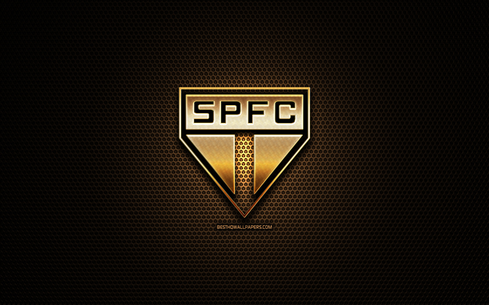 Download wallpapers Sao Paulo FC, glitter logo, Seria A, brazilian