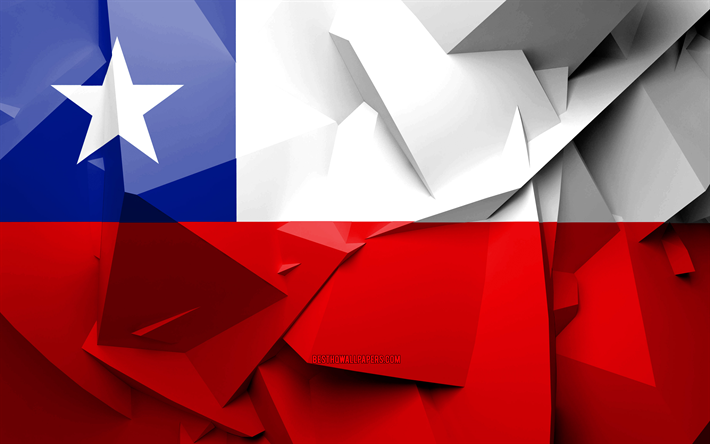 4k, Bandeira do Chile, arte geom&#233;trica, Pa&#237;ses da Am&#233;rica do sul, Chileno bandeira, criativo, Chile, Am&#233;rica Do Sul, Chile 3D bandeira, s&#237;mbolos nacionais