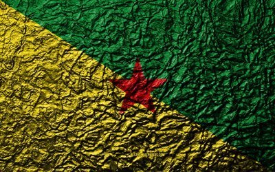 Bandiera della Guyana francese, 4k, pietra, texture, onde texture, nella Guiana francese, bandiera, nazionale, simbolo, Guyana francese, in America del Sud, in pietra di sfondo