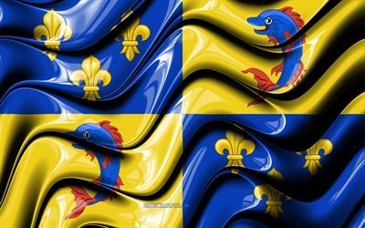 Dauphine drapeau, 4k, Provinces de France, circonscriptions administratives, Pavillon Dauphine, art 3D, Dauphine, provinces de france, le Dauphin&#233; 3D drapeau, France, Europe