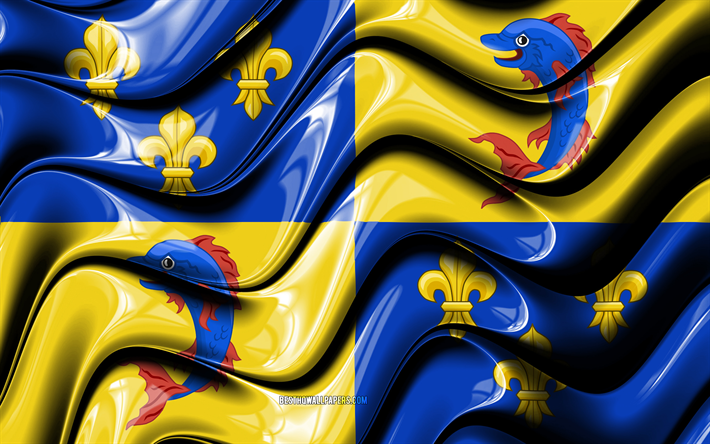 dauphine-flag, 4k, provinzen in frankreich, landkreise, die flagge der dauphine, 3d-kunst, dauphine, franz&#246;sisch provinzen, dauphine 3d flagge, frankreich, europa