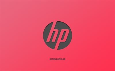 hewlett-packard, logo, rosa hintergrund, stilvolle art, hp-logo