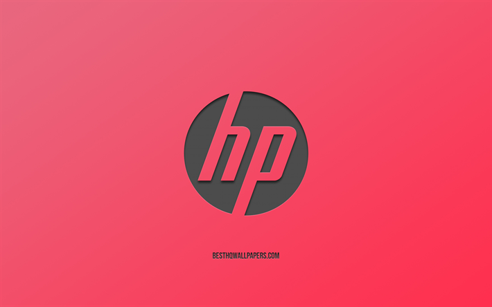 Hewlett-Packard, logo, vaaleanpunainen tausta, tyylik&#228;s taidetta, HP: n logo