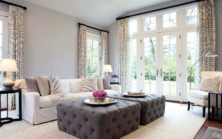 stylish classic interior, living room, stylish sofas, modern interior design