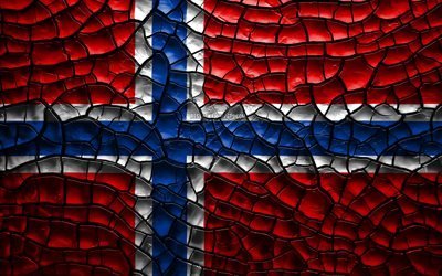 Bandiera della Norvegia, 4k, incrinato suolo, Europa, bandiera norvegese, 3D arte, Norvegia, paesi Europei, simboli nazionali, Norvegia 3D bandiera