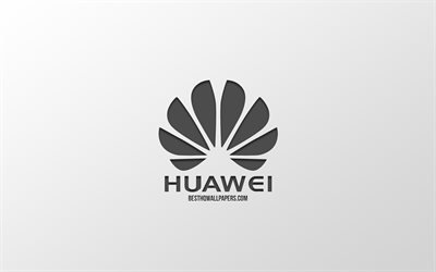 huawei-logo, wei&#223;er hintergrund, stilvolle art, marken