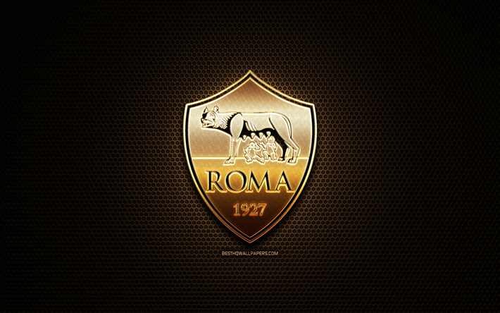 Download wallpapers Roma FC, glitter logo, Serie A, italian football