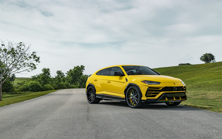 Lamborghini Urus, urheilu MAASTOAUTO, uusi keltainen Urus, Italian urheiluautoja, tuning, Lamborghini