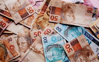 Real brasiliano, denaro, sfondo, moneta Brasiliana, finanza concetti, il denaro, il Brasile, il denaro texture