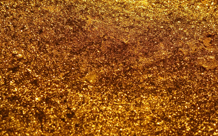 4k, kultainen kimalteleva rakenne, makro, kultainen glitter rakenne, l&#228;hikuva, kimaltelee, kultainen kimalteleva tausta, glitter kuvioita
