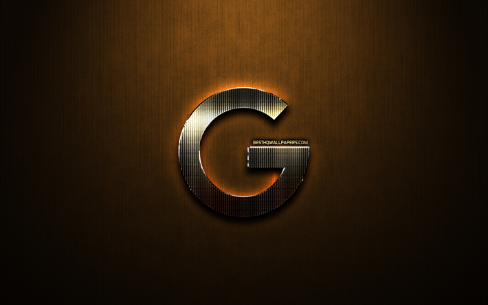 O Google glitter logotipo, criativo, bronze metal de fundo, Logotipo do Google, marcas, O Google
