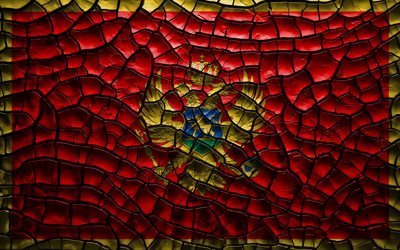 علم الجبل الأسود, 4k, تصدع التربة, أوروبا, الجبل الأسود العلم, الفن 3D, الجبل الأسود, البلدان الأوروبية, الرموز الوطنية, الجبل الأسود 3D العلم