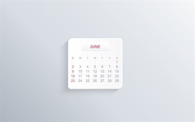 2019 juni kalender, minimalismus, grau, hintergrund, 2019 kalender, papier-kunst, notiz, juni
