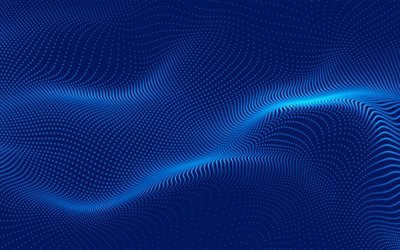 4k, blue abstract waves, creative, dotted waves texture, spill texture, colorful backgrounds, abstract waves, waves textures