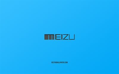 Meizu logo, brands, blue background, stylish art, emblem, Meizu