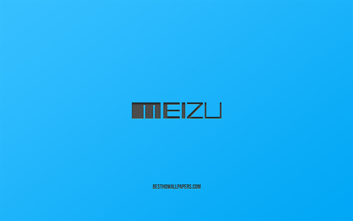 Meizuロゴ, ブランド, 青色の背景, お洒落な芸術, エンブレム, Meizu