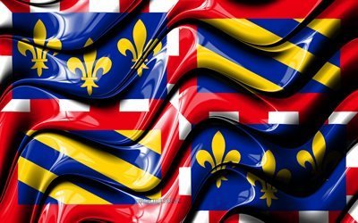 Borgogna bandiera, 4k, Province di Francia, i distretti amministrativi, Bandiera della Borgogna, 3D arte, Borgogna, province francesi, Borgogna 3D, bandiera, Francia, Europa