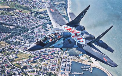 飛行MiG-29, 近, 支点, ジェット戦闘機, LWF, ポーランド軍, Mikoyan MiG-29, ポーランド空軍, 戦闘機, MiG-29