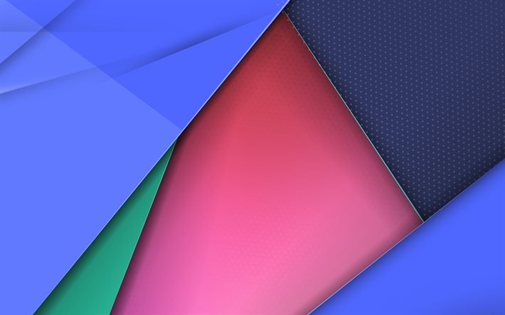 geometric shapes, 4k, material design, lollipop, blue and pink, geometry, creative, strips, abstract art, colorful backgrounds
