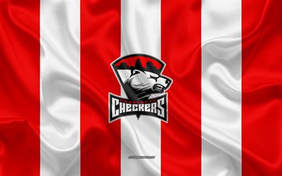 Charlotte Checkers, American Hockey Club, emblem, silk flag, r&#246;tt och vitt siden konsistens, AHL, Charlotte Checkers logotyp, Charlotte, North Carolina, USA, hockey, American Hockey League