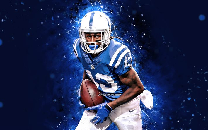 TY Hilton, 4k, wide receiver, Indianapolis Colts, amerikansk fotboll, NFL, Eugene Marquis Hilton, National Football League, neon lights, TY Hilton 4K, TY Hilton Indianapolis Colts