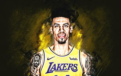Danny Green, de la NBA, les Los Angeles Lakers, en pierre jaune de fond, Joueur de Basket Am&#233;ricain, portrait, etats-unis, le basket-ball, les Los Angeles Lakers joueurs