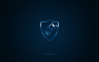 Djurgarden SE, Clube de futebol sueco, O premiere league, azul do logotipo, azul de fibra de carbono de fundo, futebol, Estocolmo, Suécia, Djurgarden SE logo
