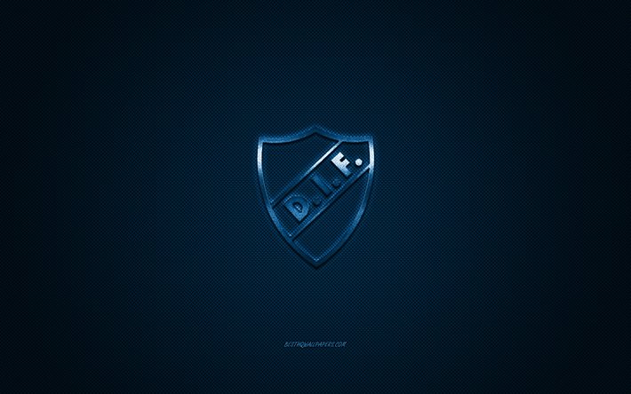Djurgarden SI, le su&#233;dois club de football, Allsvenskan, logo bleu, bleu en fibre de carbone de fond, football, Stockholm, Su&#232;de, Djurgarden SI le logo