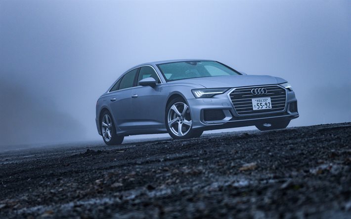 Audi A6, 4k, nevoeiro, 2020 carros, JP-spec, C8, Audi A6 55, carros alem&#227;es, 2020 Audi A6, Audi