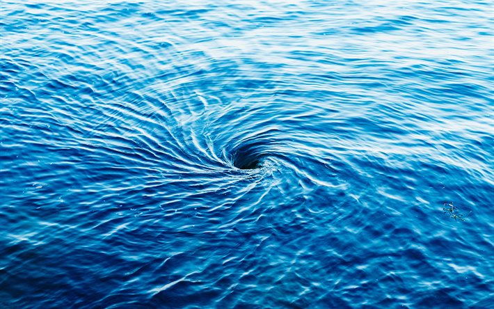 Whirlpool, circular motion of water, Small whirlpool, sea, water background with whirlpool, water concepts