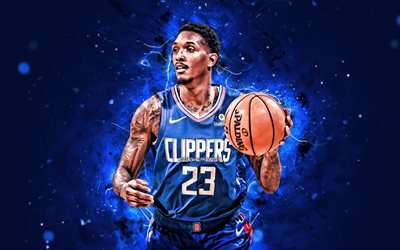 Lou Williams, 2020, 4k, Los Angeles Clippers, NBA, basketball, blue neon lights, Louis Tyrone Williams, USA, Lou Williams Los Angeles Clippers, creative, Lou Williams 4K, LA Clippers
