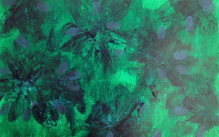 grunge green texture, green paint texture, grunge background, green paint background, grunge green flowers texture, grunge flowers