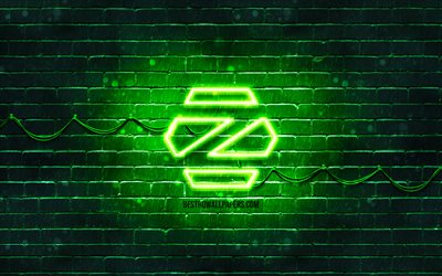 Zorin OS gr&#246;n logotyp, 4k, gr&#246;na brickwall, Zorin OS-logotypen, Linux, Zorin OS neon logotyp, Zorin OS